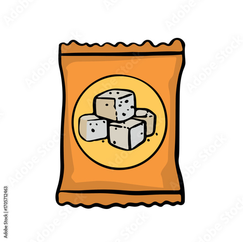 fried tofu snack vector illustration