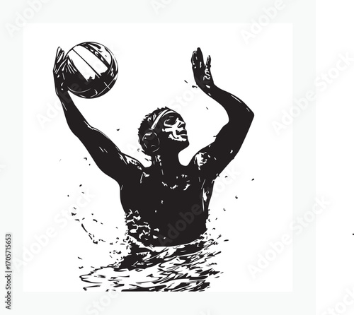 silhouette of a water polo athlete