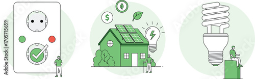 Renewable energy, eco friendly home, green technology, sustainable living, solar power, energy saving, electricity efficiency, clean energy, smart solutions