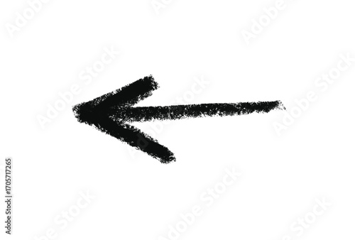 Grunge style arrow pointing left direction artistic simple design element