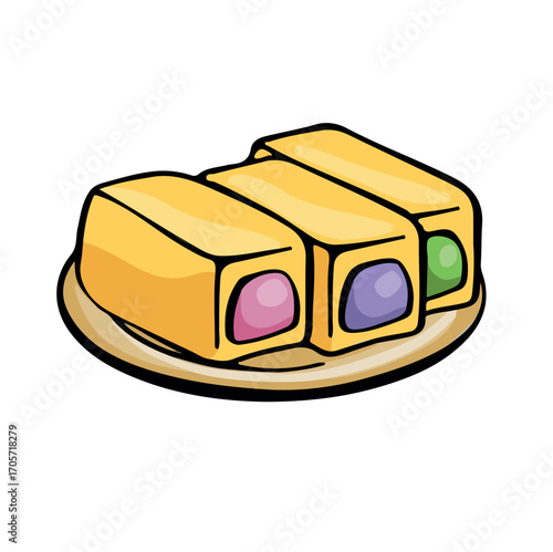 Rice flour sweet mochi dessert vector