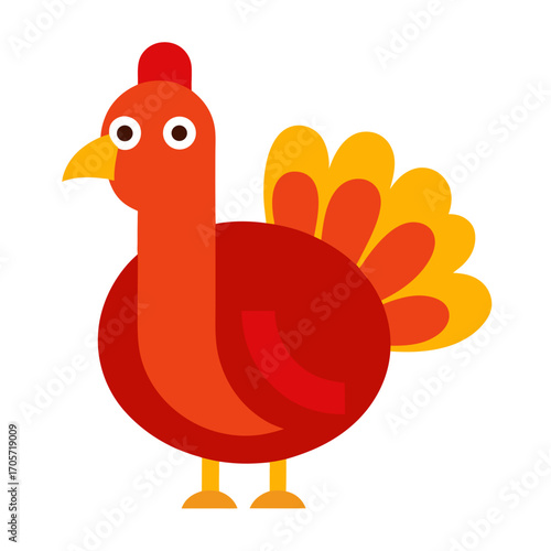 Cute cartoon turkey with colorful feathers