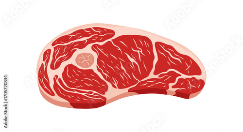 Raw marbled beef steak isolated on white background.