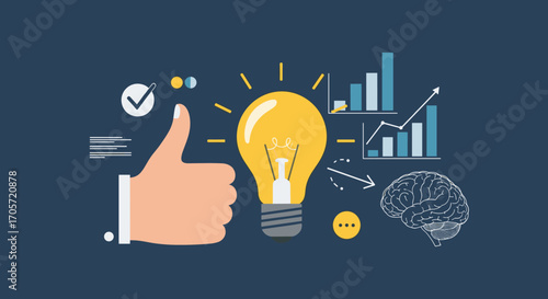 Business Idea Generation and Success Metrics Illustration.