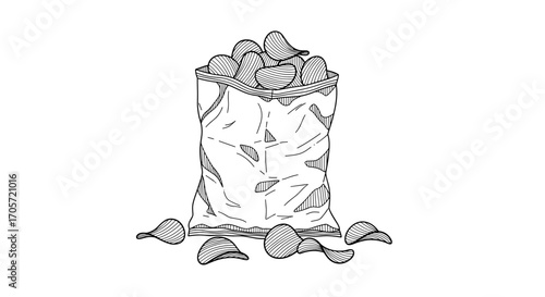 Bag of potato chips illustration.