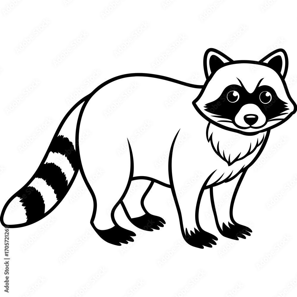 Obraz premium Modern Raccoon Line Art Vector