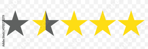 2-star review icon, 2-star ratings icon, vector