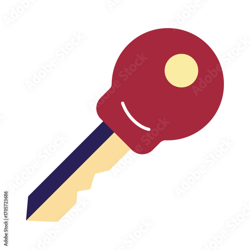Modern flat design key icon for security and access. A simple graphic symbol for real estate, home, or business solutions.