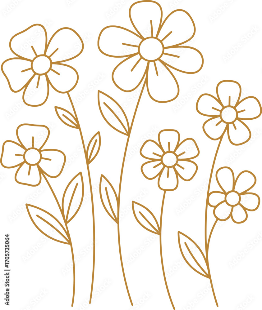 Obraz premium Simple Floral Line Art Illustration