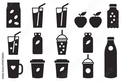 Collection of various beverage icons