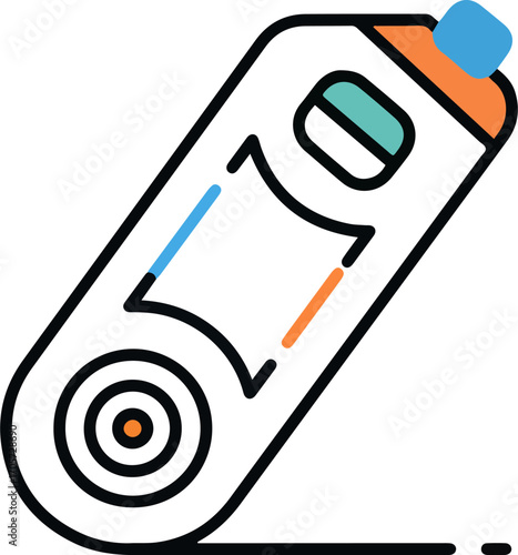 Flat Line Drawing Medical Digital Thermometer Device Equipment Instrument