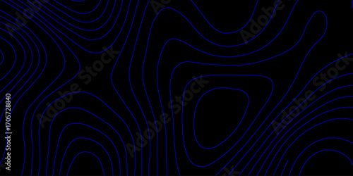 Minimalist Abstract Topographic Design Featuring Glowing Blue Contour Lines and Depth Simulation on a Dark Background for Digital Media Use