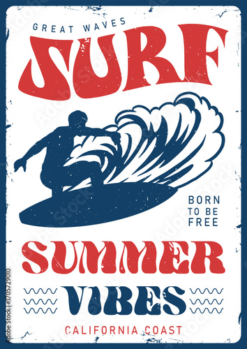 Surfing the california coast with great waves