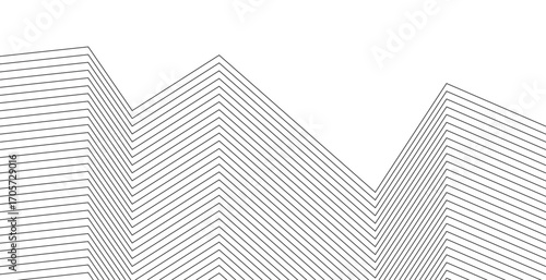 abstract skyscrapers in the city with lines