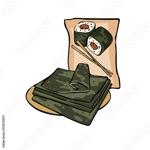 seaweed nori leaves snack vector illustration