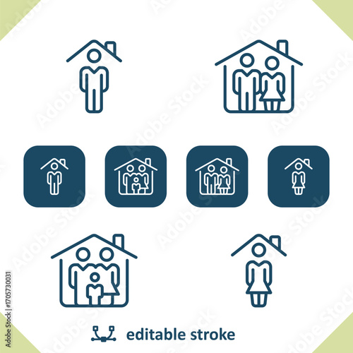 Family Icons. People, Man, Woman, Child, Household Icon