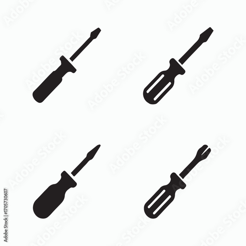 Solid torx screwdriver icons collection set