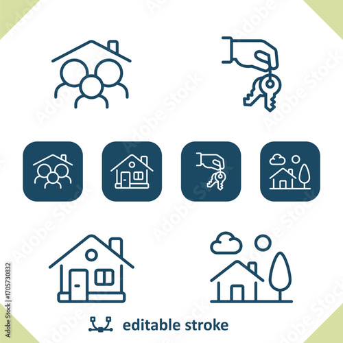 Home Icons. Family, Hand, Keys, House, Real Estate Icon