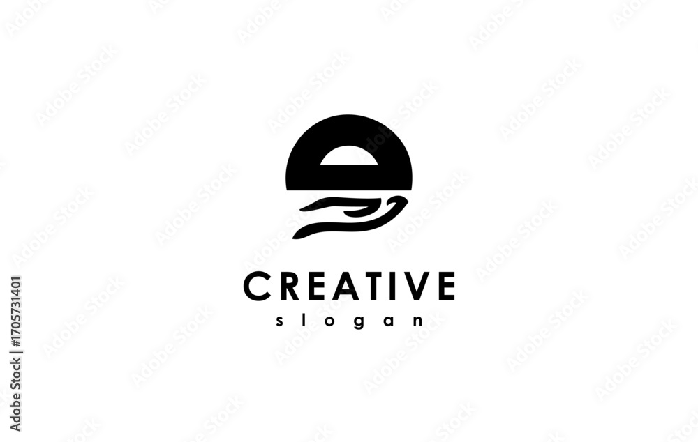 Obraz premium vector logo design hand with letter e