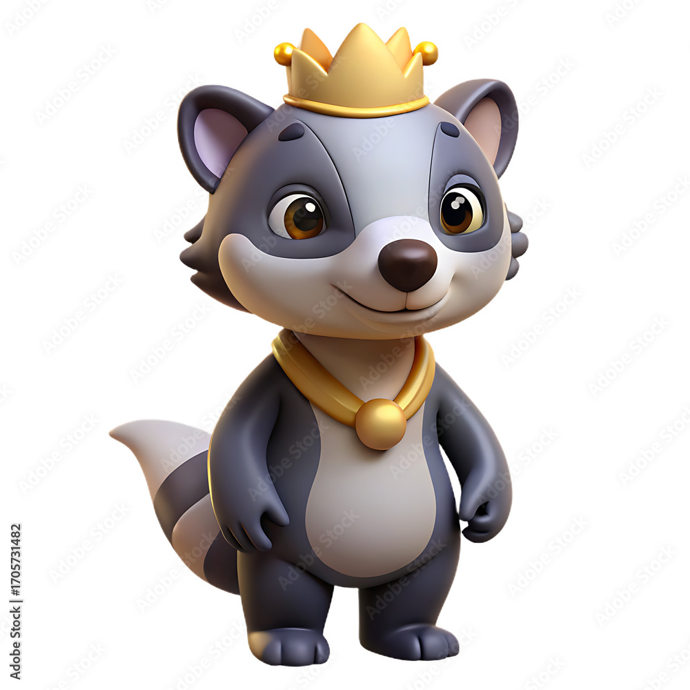 Naklejka premium Cute Honey Badger Mascot With Tiny Crown png