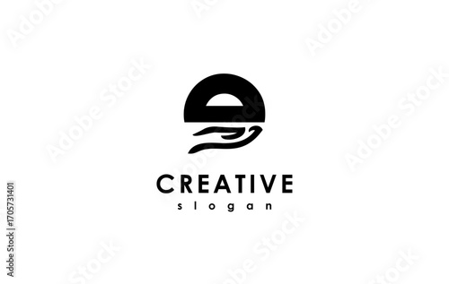 vector logo design hand with letter e