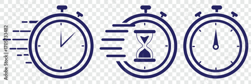 Timers and clock icon set. Time line symbol. Containing clock, stopwatch, hourglass and more Vector illustration. Modern hourglass icons set, timer symbol, time management, countdown, deadline, sand 