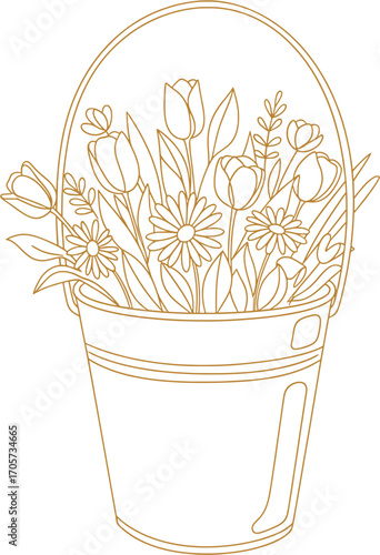 Floral Basket Illustration: A Colorful Arrangement