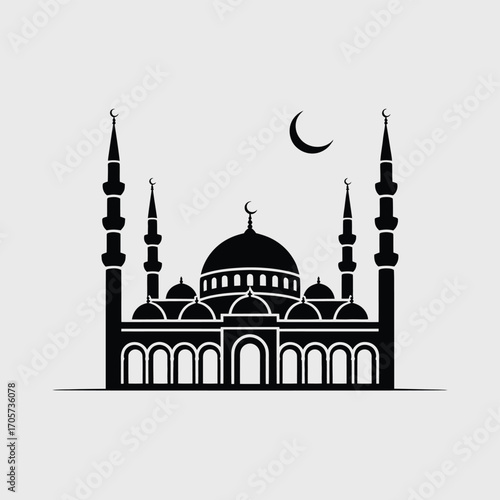 Taj Mahal vector illustration with an Istanbul-inspired religious architectural design and a beautiful blue sky
