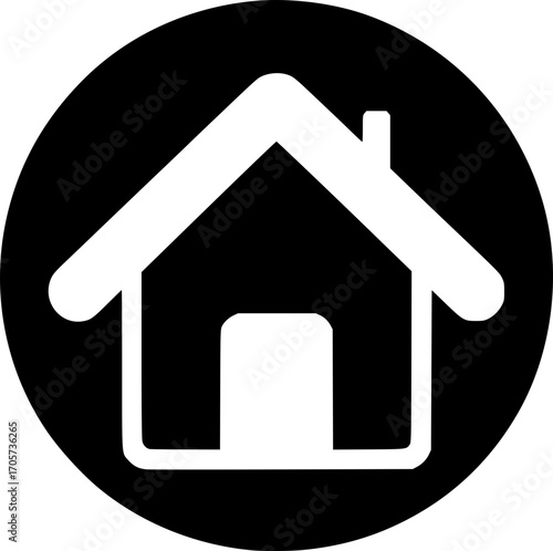 Minimalist black and white house icon. Simple vector design, clean lines, scalable, isolated for logos, stickers, or digital use.