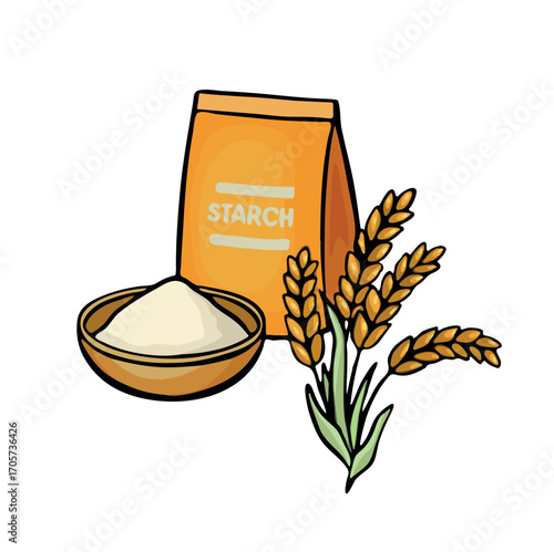 Kitchen rice starch symbol vector illustration