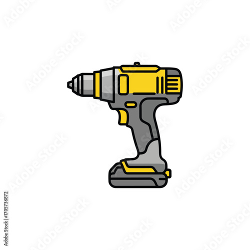 Modern Icon of a Cordless Power Drill Tool
