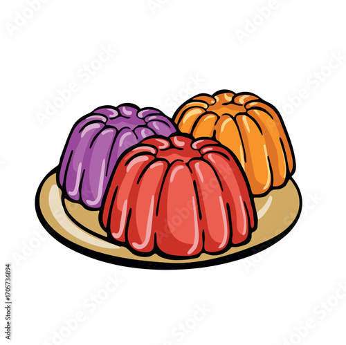 Fruit Jelly dessert vector illustration