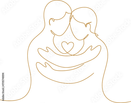Continuous Line: Love and Embrace