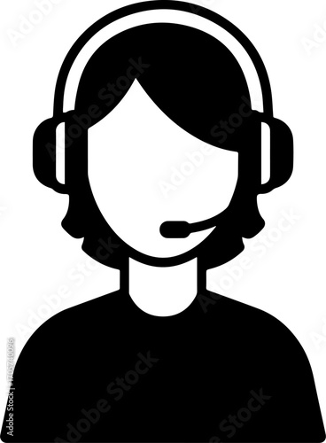Simple Flat Call Center Agent Support Service Communication Icon