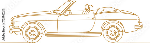 Elegant Line Drawing of a Classic Convertible