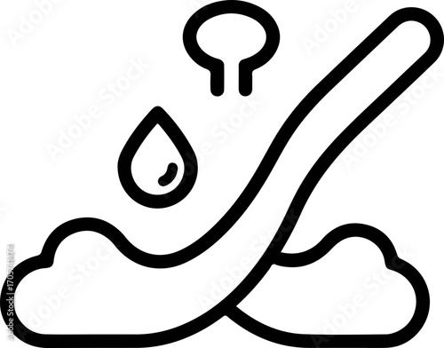 Outline Simple Illustration Slippery Slide with Water Drop and Cloud Icon