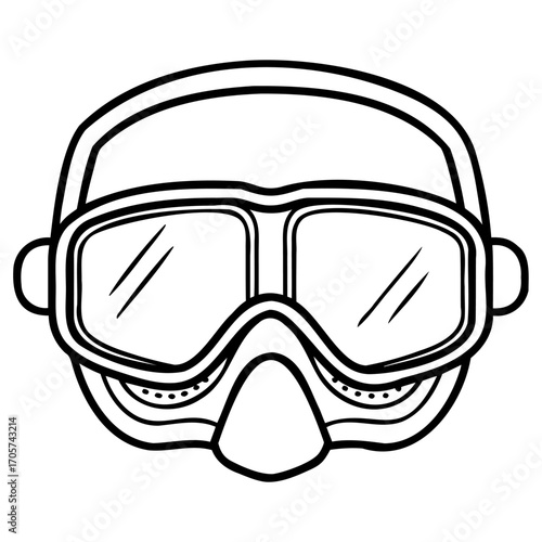 Black and white illustration of diving goggles