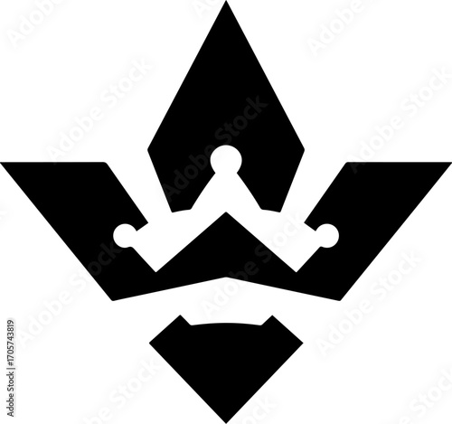 Minimalist Geometric Crown Symbol Illustration Decorative Shape Icon Design