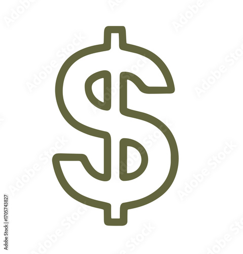 Dollar sign icon in khaki color on white background, military, sanction  