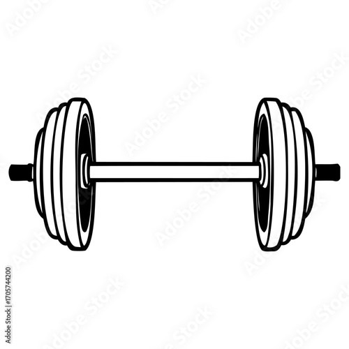 Black and white line drawing of a barbell weight