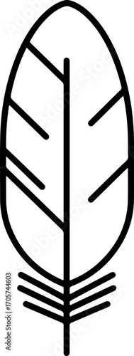 Minimalist Outline Feather Symbol Illustration for Decoration and Design Element