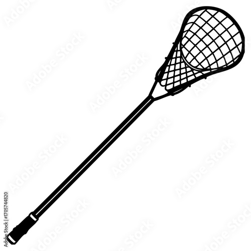 Black lacrosse stick with mesh head