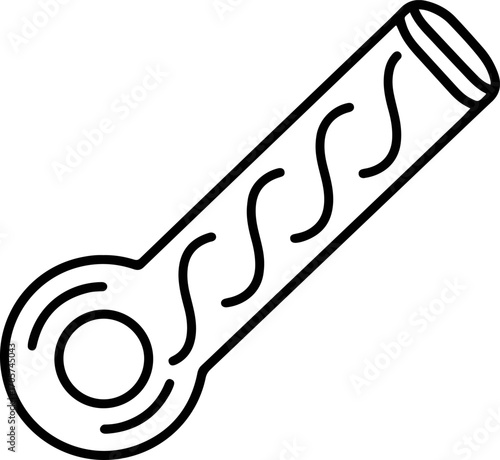 Outline Simple Line Drawing Smoking Pipe with Smoke Waves Illustration