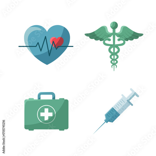 Medical and Healthcare Icons Set Illustration