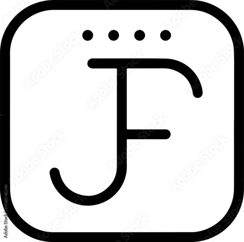 Minimalist Line Art Initial Letter F Inside Rounded Square Shape Logo