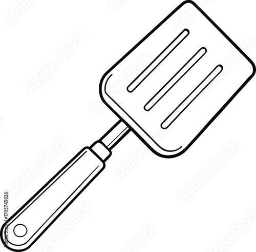 Black and white illustration of a kitchen spatula kitchen utensil