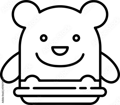 Minimalist Outline Funny Bear Jelly Cake Sweet Dessert Icon