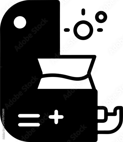 Black and White Minimalist Coffee Maker Machine Pot Icon Illustration