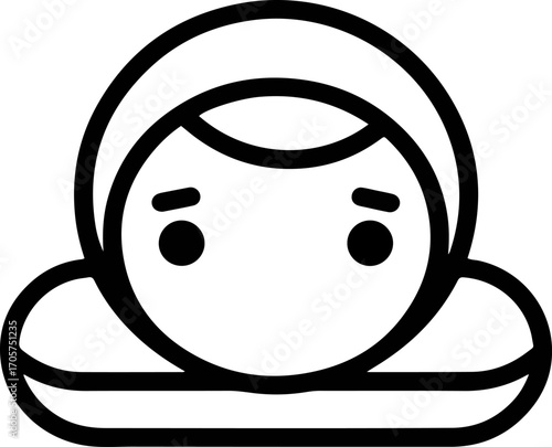 Outline Simple Cute Muslim Woman Head with Hijab Icon Design