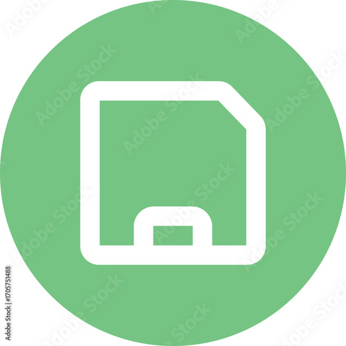 a floppy disk icon on a green circle background